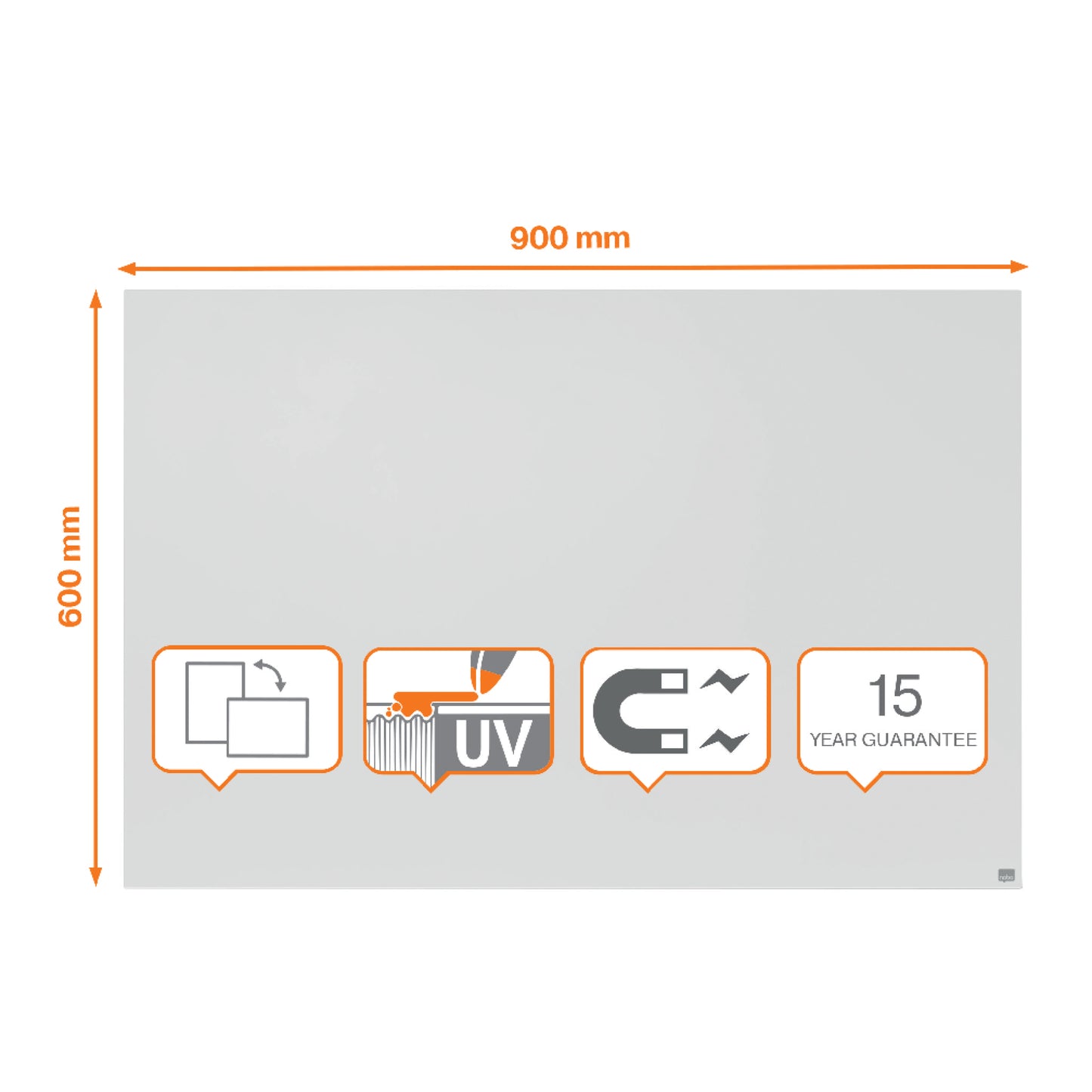 Frameless whiteboard NOBO Infinity, 900x600mm