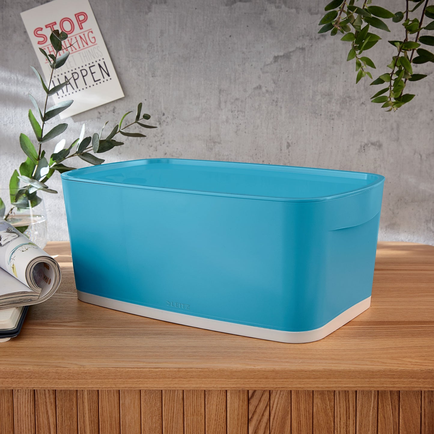 Storage box Cosy L:MyBox with lid, small, blue..