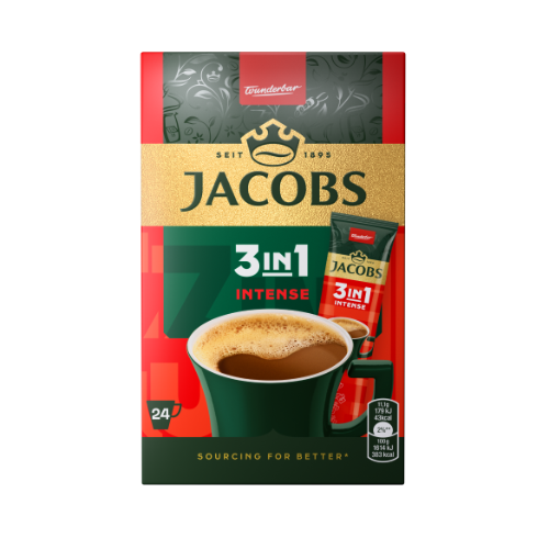 Tirpiosios kavos gėrimas JACOBS 3 in 1 Intense, 24x4g dėžė