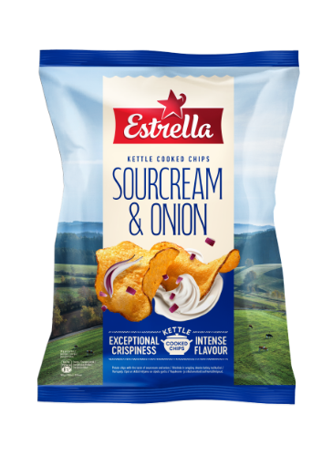 Potato chips ESTRELLA KETTLE sour cream and onion flavor, 120g
