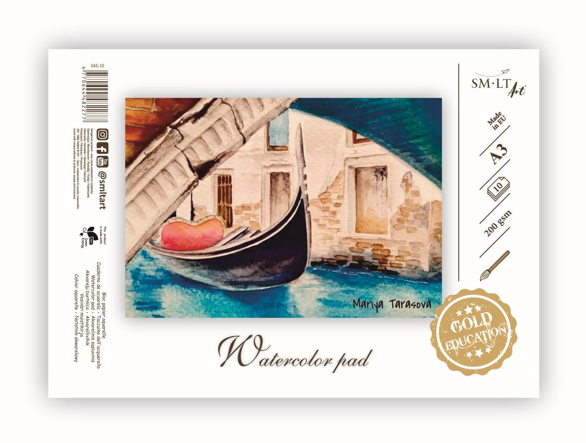 Sąsiuvinis akvarelei SMLT, A3, 10 lapų, 210 g/m²