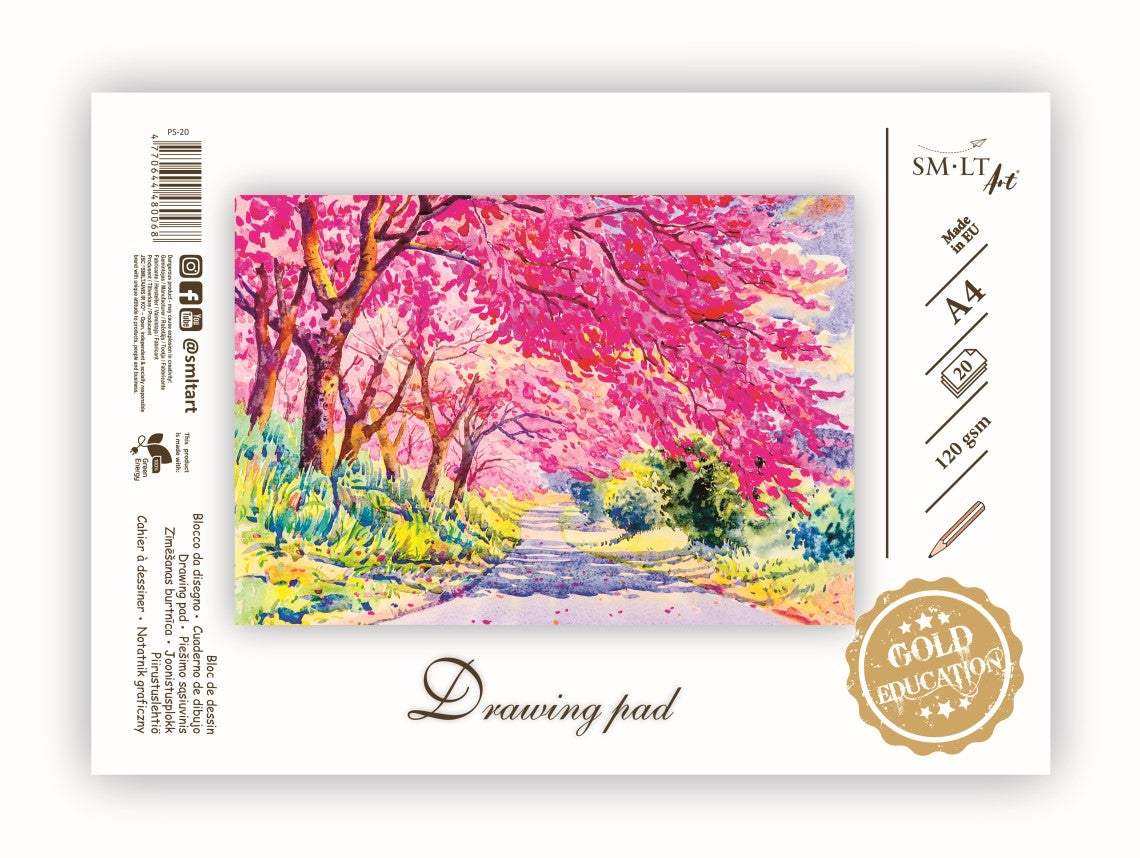 Piešimo sąsiuvinis SMLT, A4, 20 lapų, 120 g/m²