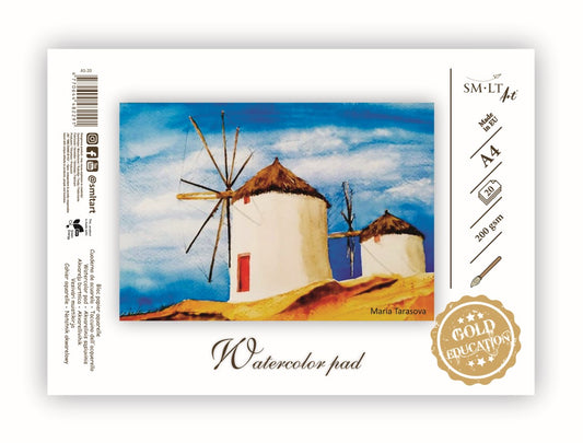 Sąsiuvinis akvarelei SMLT, A4, 20 lapų, 200 g/m²