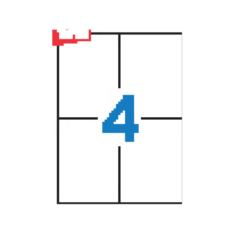 Lipnios etiketės APLI, 105 x 148 mm, A4, perdirbti, 4 lipdukai lape, 100 lapų, balta