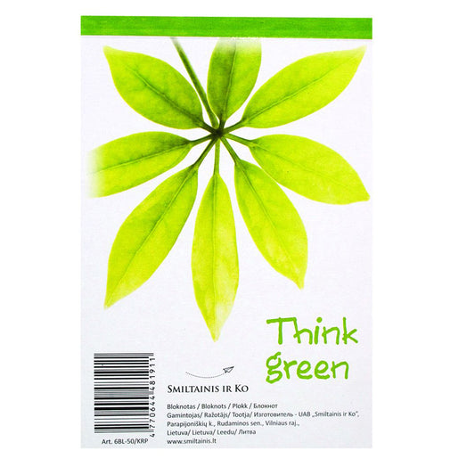Bloknotas klijuotas viršuje SMLT, A6, 50 lapų, langeliais