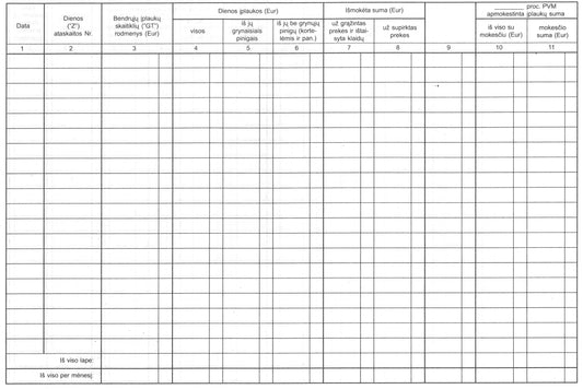 Kasos operacijų žurnalas, horizontalus, A4
