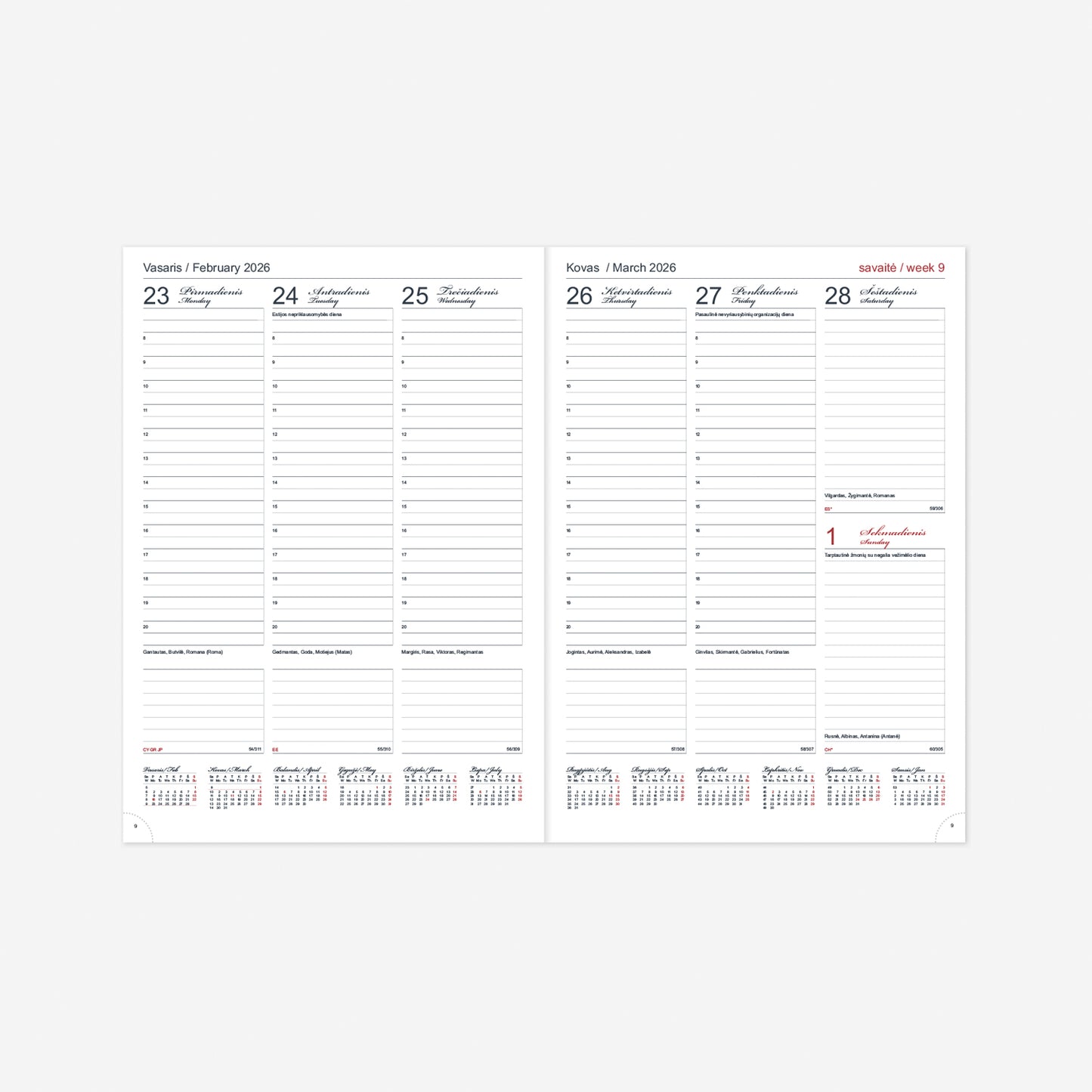 Kalendorius FUTURA VIP 2026, A4, PU, aukso spalvos kraštai