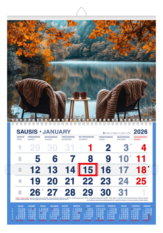 Pakabinamas kalendorius ATSIPALAIDAVIMAS 2026, 1 dalis