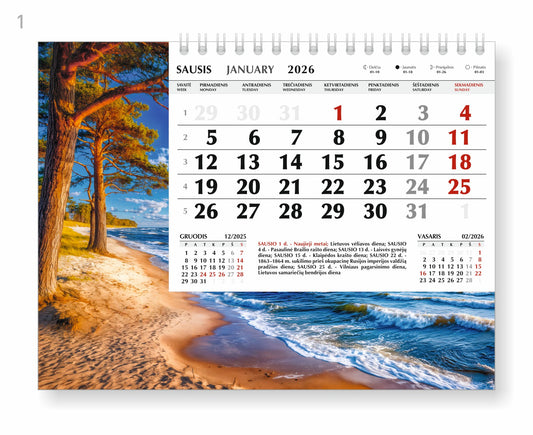 Trikampis stalo kalendorius JŪRA, 2026