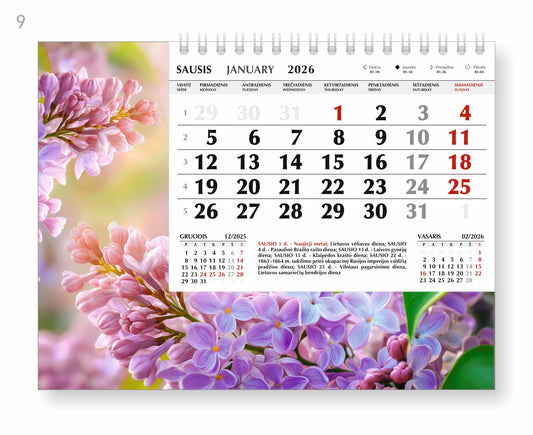 Trikampis stalo kalendorius SNIEGYNĖ, 2026