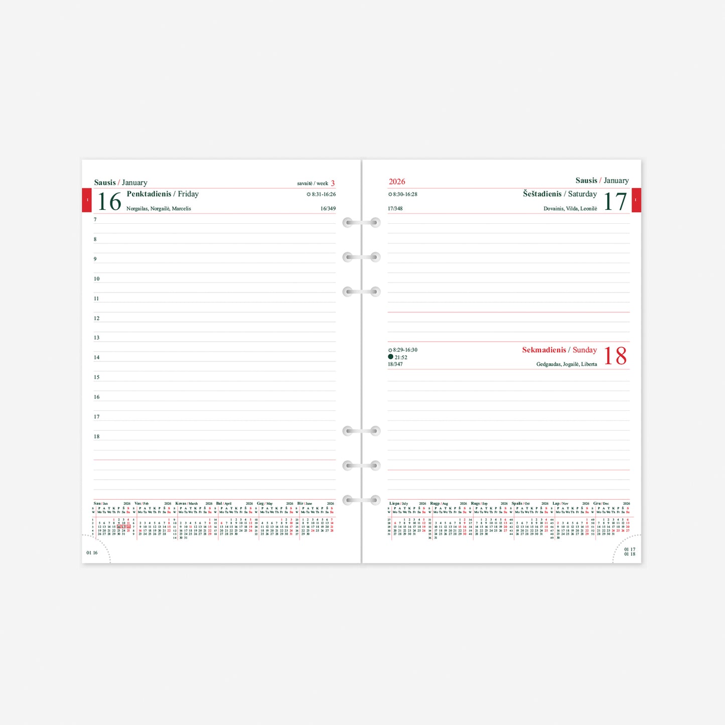 Inner block for MAXI DAY organizer A5 calendar, 2026