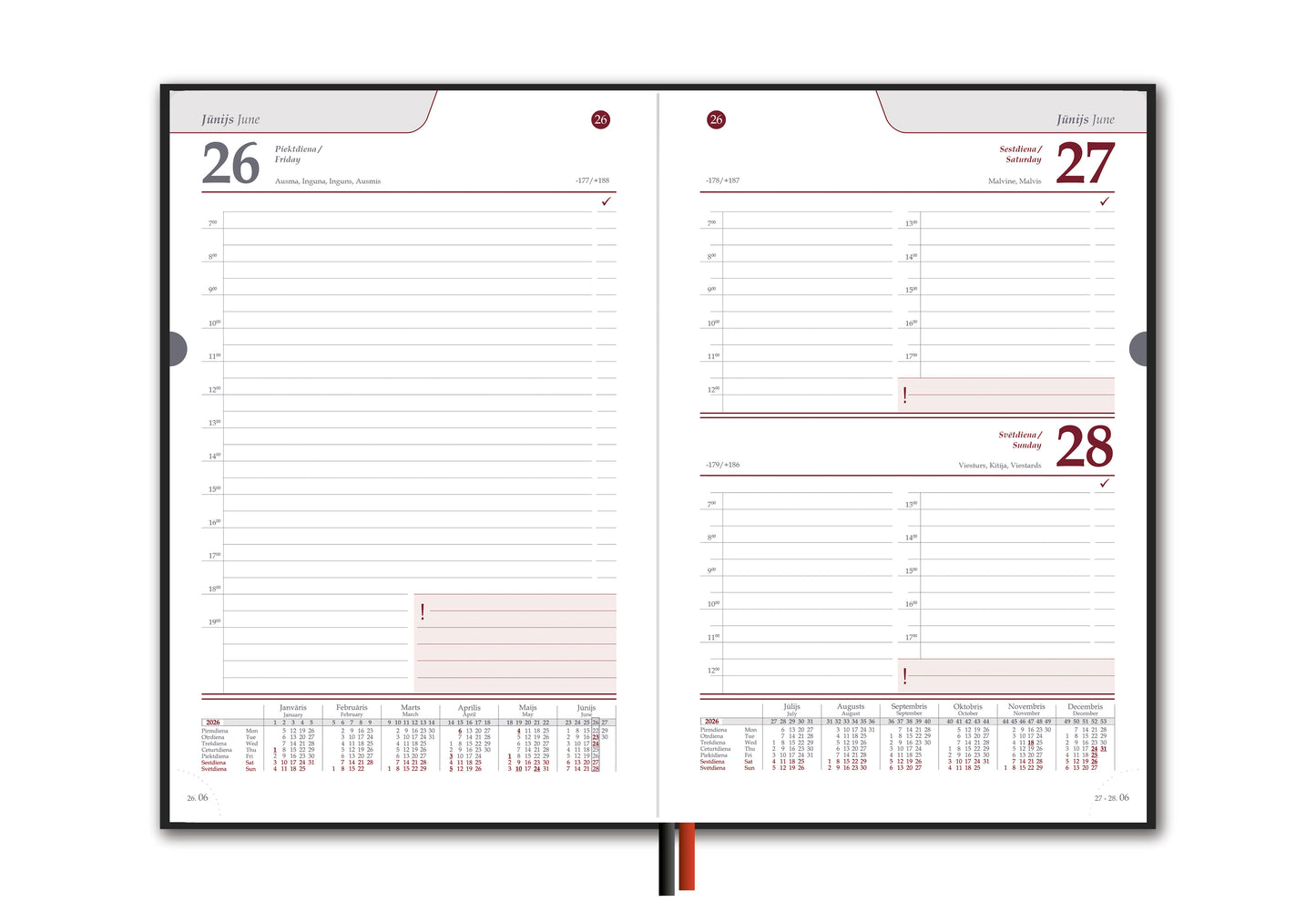 Kalendorius STANDARD 2026, PVC, A5, ruda LT