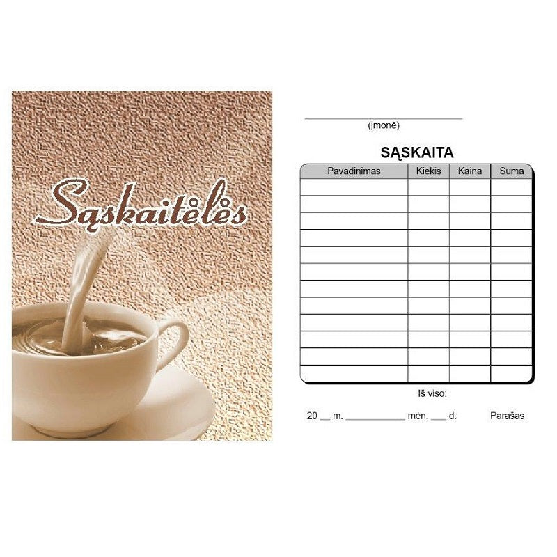 Užsakymų knygutė kavinėms Sąskaita be viršelio, 70x100 mm, 80 psl., savikopijuojantys, primas lapas baltas, antras - geltonas