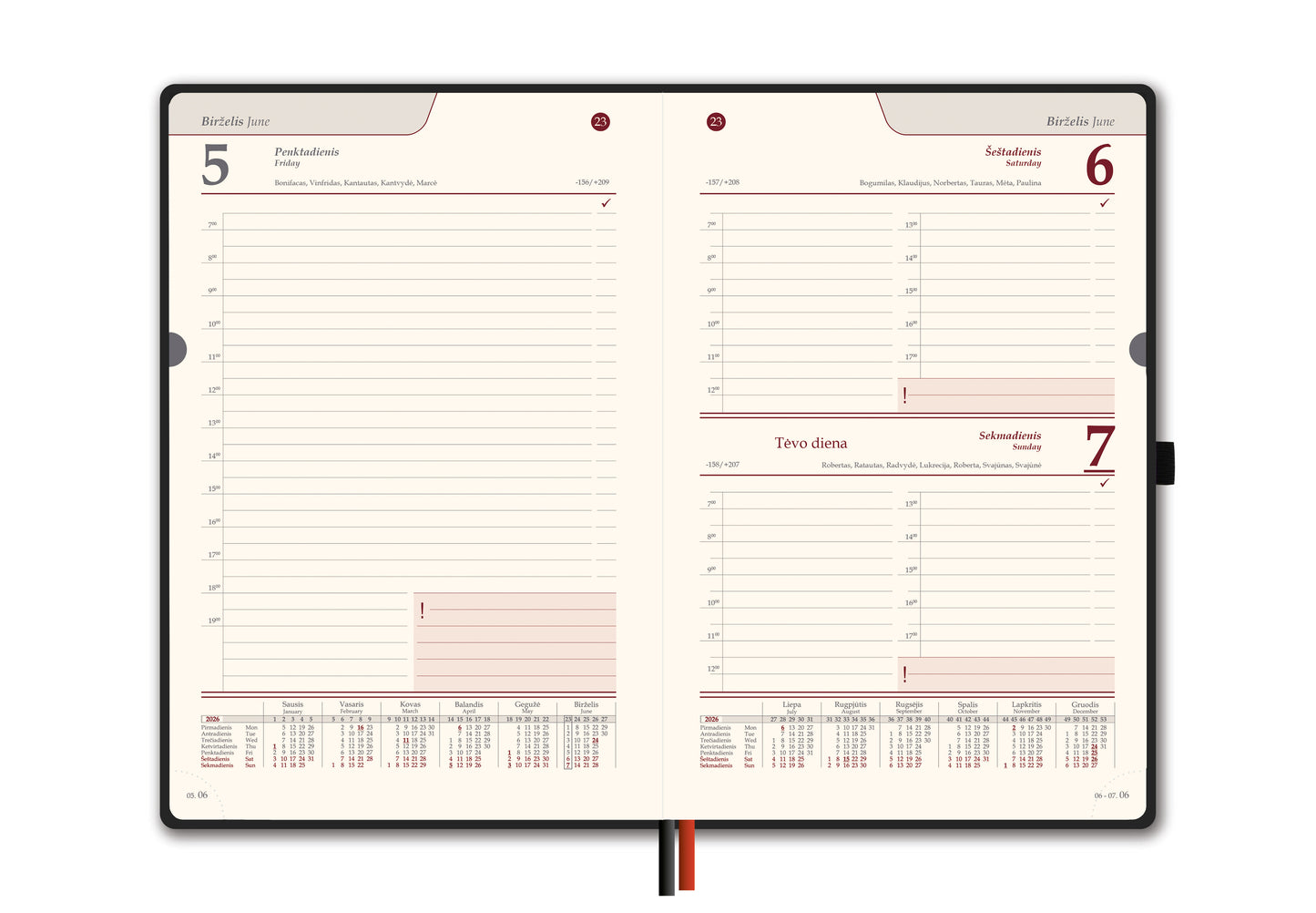 Kalendorius AMBASSADOR BLACK EDITION, 2026, PU, A5, mėlyna