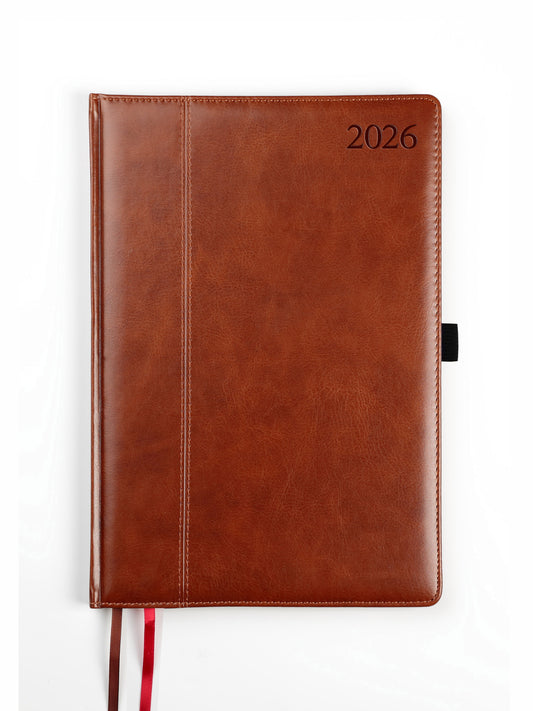 Kalendorius AMBASSADOR BLACK EDITION, 2026, PU, A5, ruda