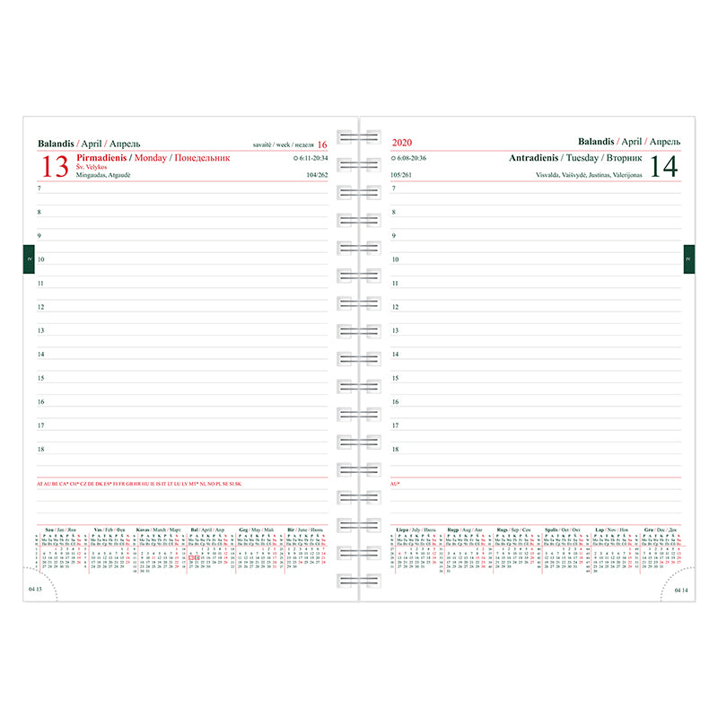 Kalendorius MANAGER Spirex Day 2026, A5, PU FLEX, šviesiai pilkos sp.
