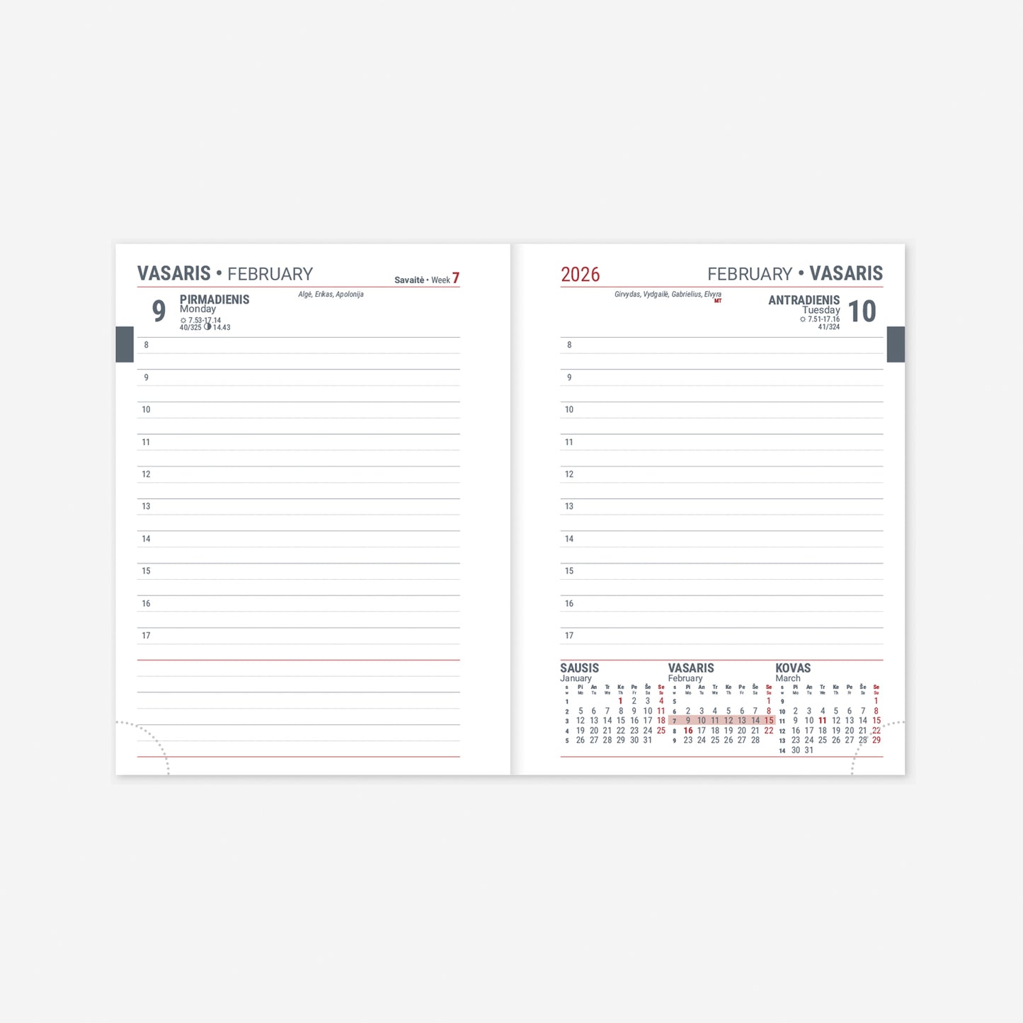 Calendar JUNIOR 2026, A6, PU, black