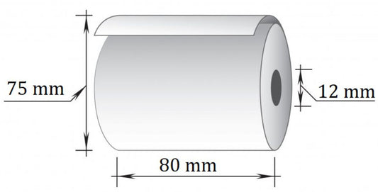 Terminė kasos juosta, 80 mm x 73 m/12 mm, 55 g., 10 vnt/pak