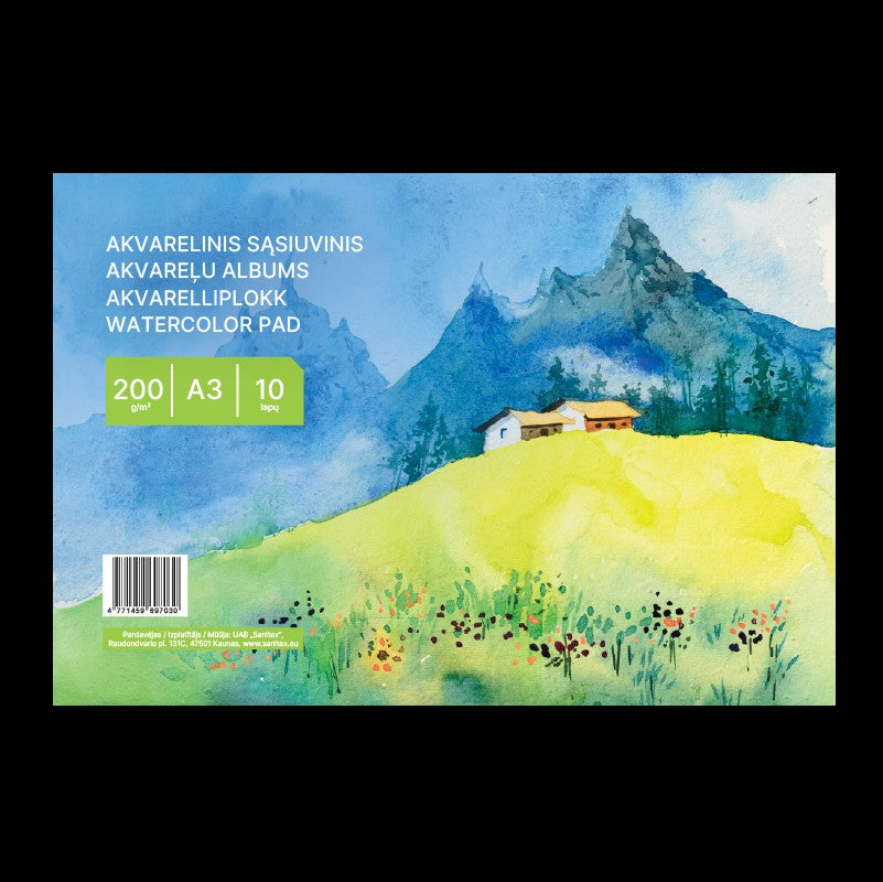 Sąsiuvinis akvarelei , A3, 10 lapų, 200 g/m²