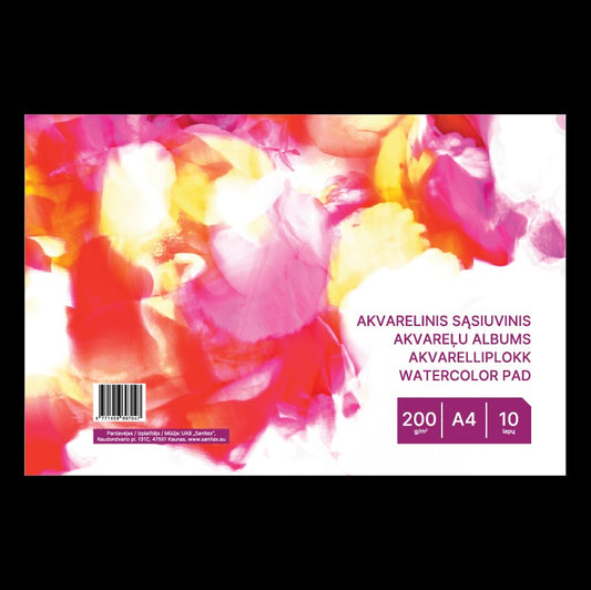 Sąsiuvinis akvarelei , A4, 10 lapų, 200g/m²