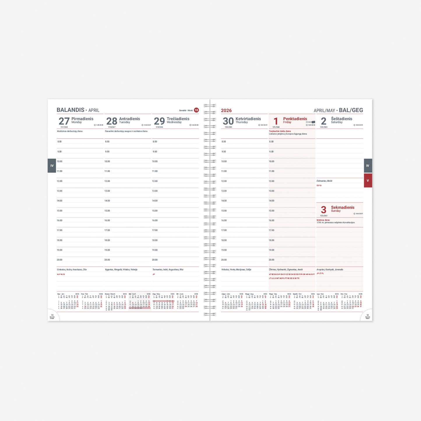 Inner block for calendar FUTURA Spirex 2026, A4