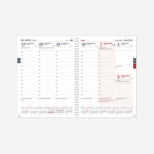 Kalendorius FUTURA Spirex 2026, A4, PU, bronzinė