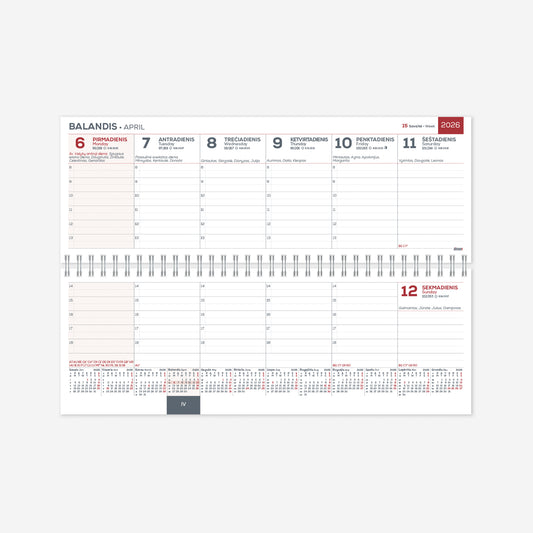 Kalendorius MEMO Card Carmen 2026, 290 x 110 mm, kartoninis