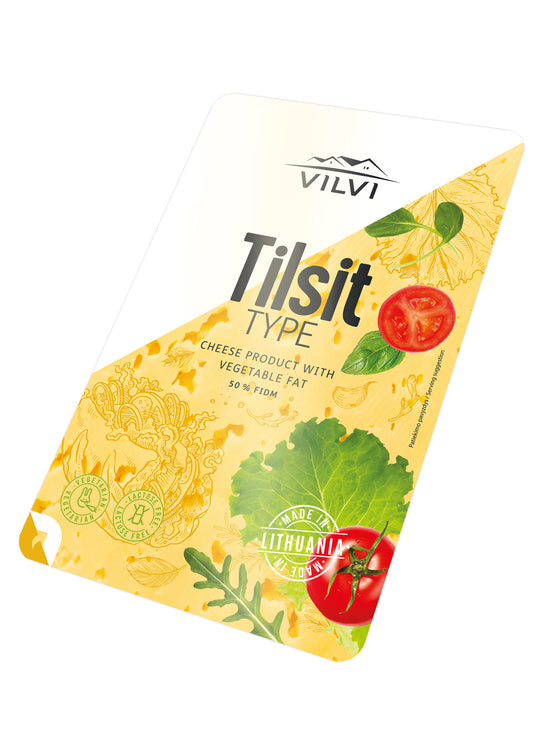 Cheese product with vegetable fat Tilsit, 50%, RSM, slices, 0.15 kg