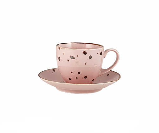 Cup COTTAGE Pink, with saucer, porcelain, 300 ml, D 9 cm, H 8.5 cm, pcs.