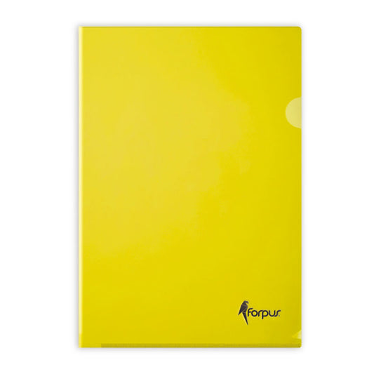 Dėklas dokumentams FORPUS , A4, L formos, 180 mikr., (pak. -100 vnt.), geltonas
