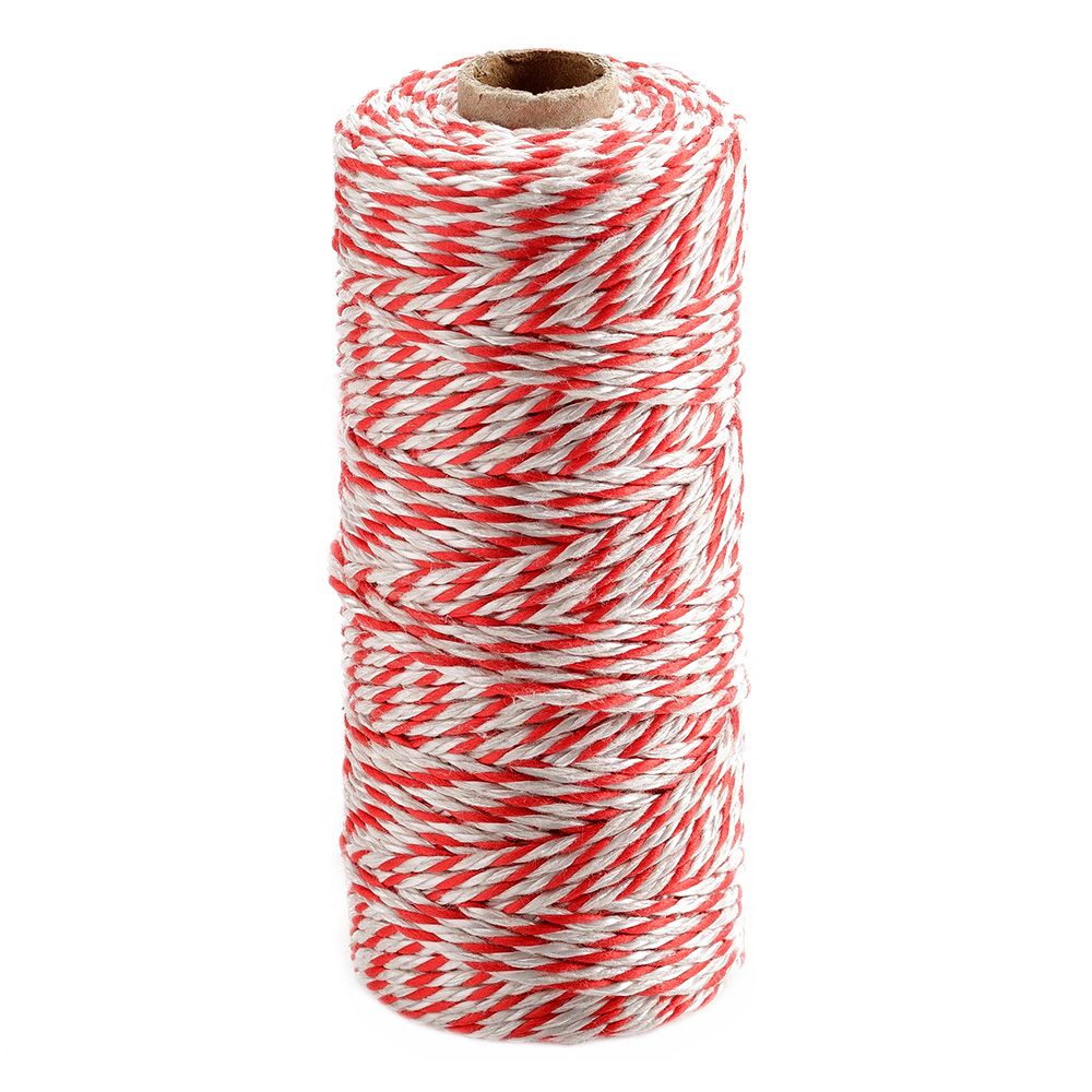 Cotton-synthetic twine 90m, red-white color.