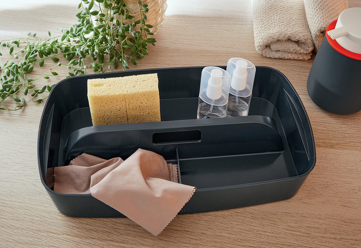 Daiktadėžė Cosy L:MyBox su skyriais, maža, pilkos sp.