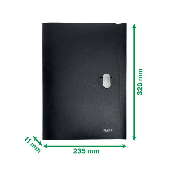 Aplankas dokumentams Leitz Recycle, A4, PP, 3 atvartai, juoodos sp.