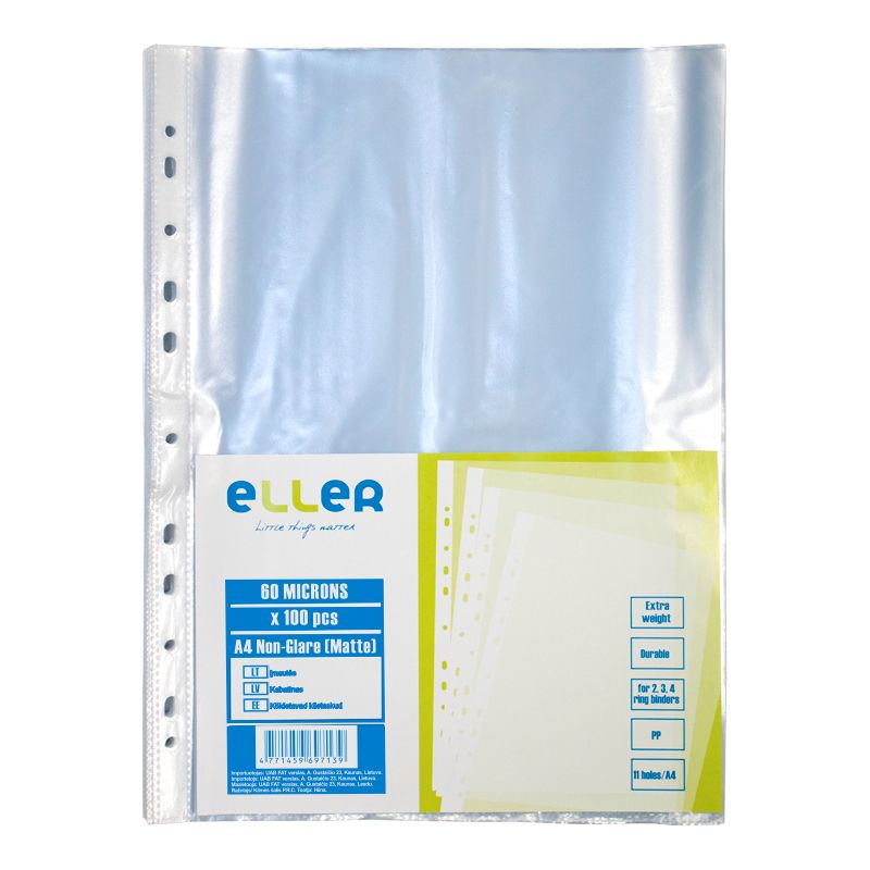 Įmautė dokumentams ELLER, A4, 60 mikr.,(pak. -100 vnt.), matinė