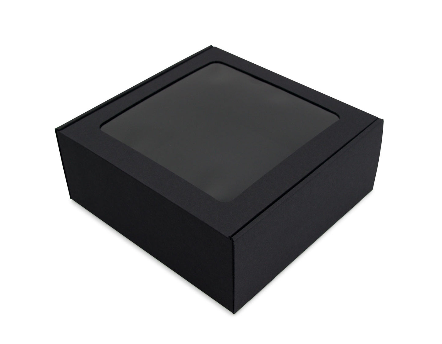 Gift box, black, square, with window