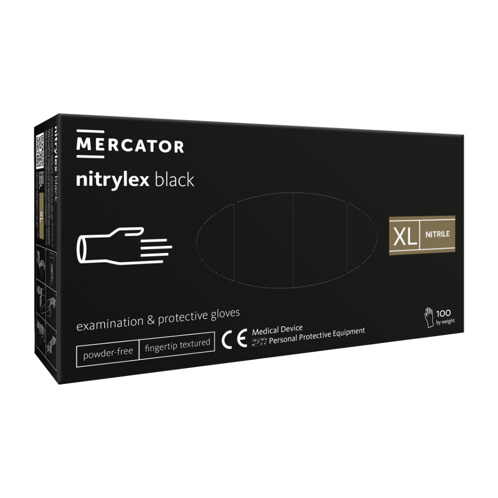 Disposable gloves NITRYLEX PF, nitrile, powder-free, black, XL, 100 pcs.