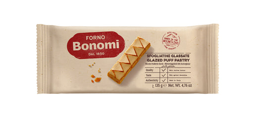 FORNO BONOMI puff pastry cookies, glazed, 135 g