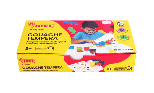 Guašas JOVI TEMPERA, 35ml, 7 spalvų rinkinys su teptuku
