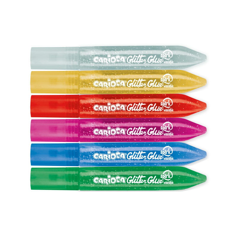 Decorative glue CARIOCA, 6 colors, 10.5 ml each, with glitter