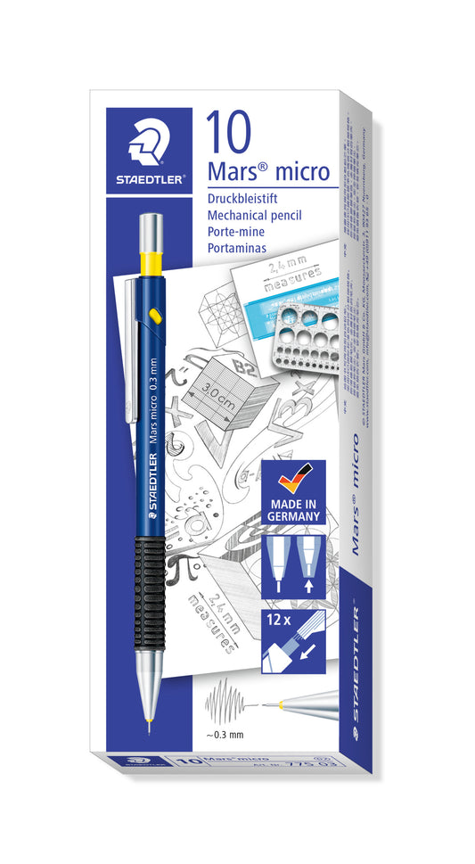 Automatinis pieštukas STAEDTLER MARS MICRO, mėlynas korpusas, 0.3 mm