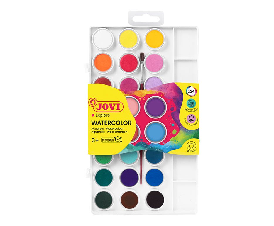 Watercolor paints JOVI, 24 color set + brush