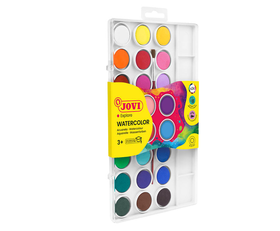 Watercolor paints JOVI, 24 color set + brush