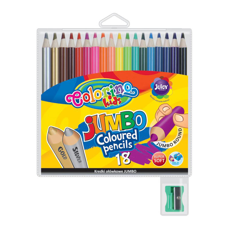 Colored pencils, large, round Colorino Kids Jumbo 18 colors with sharpener