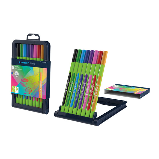 Rašikliai SCHNEIDER LINE-UP 0.4 mm, žalias korpusas, 8 spalvų rinkinys