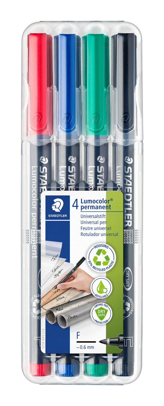 Permanent marker STAEDTLER LUMOCOLOR 318F, 0.6 mm, 4-color set