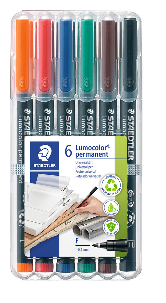 Permanent marker STAEDTLER LUMOCOLOR 318F, 0.6 mm, 6-color set