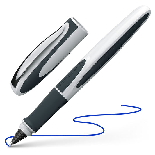 Rašiklis SCHNEIDER RAY, 0,7mm, baltos/tamsiai pilkos sp. korpusas, mėlynas rašalas (tinka ir kairiarankiams)