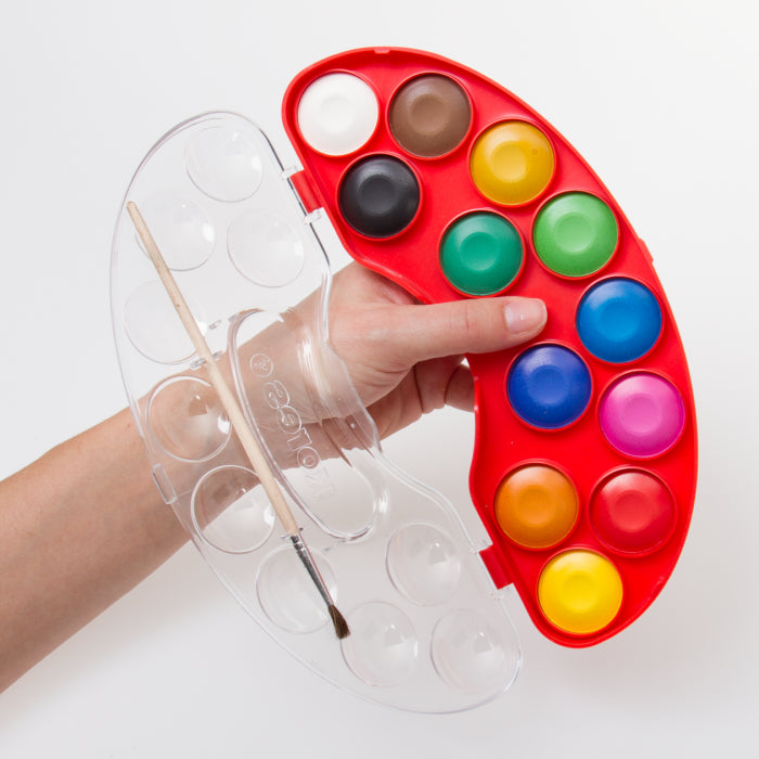 Watercolor paints KORES, 12 color set + brush