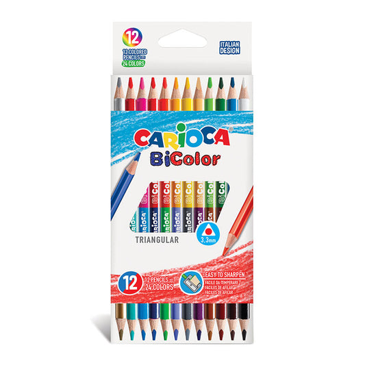 Spalvoti pieštukai CARIOCA BICOLOR, tribiriauniai, 12 vnt./pak.