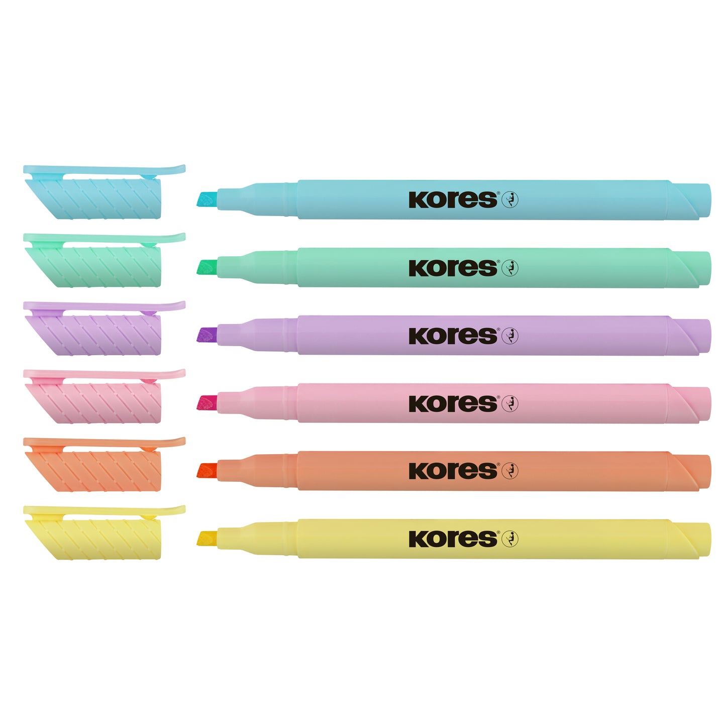 Teksto žymekliai KORES HIGH LINER PASTEL 6 spalvų rinkinys